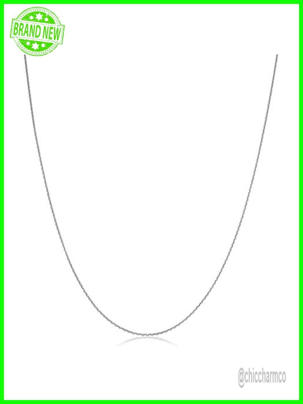 14k White Gold Cable Chain Necklace 0.6mm Diamond-Cut 18in Spring Ring
